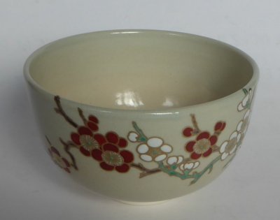 仁清写紅白梅茶碗