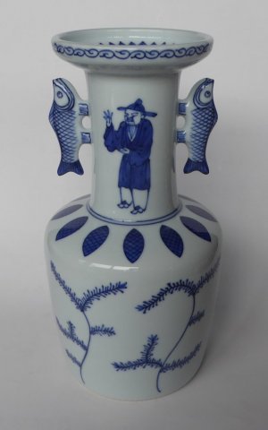 竹泉　染付高砂花入